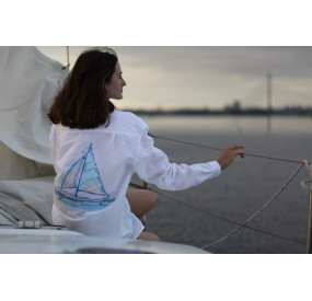 Linen shirt with embroidery Sailboat
